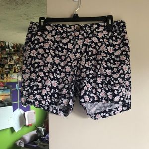 Blue white and pink floral shorts